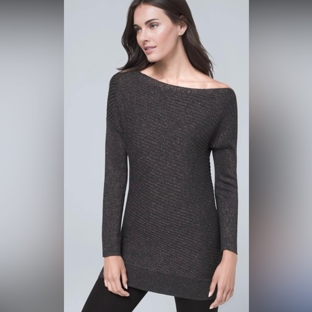 White House Black Market Luxe Off-The-Shoulder Tunic Sweater
